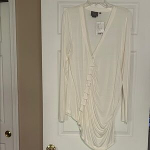 Anthropologie Ivory Long Sleeve Blouse